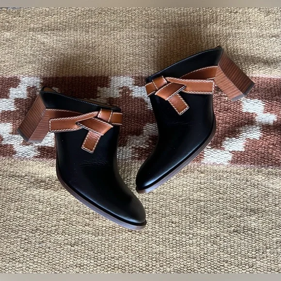 Women's Black and Brown Loewe Mule Clogs - Picture 5 of 8